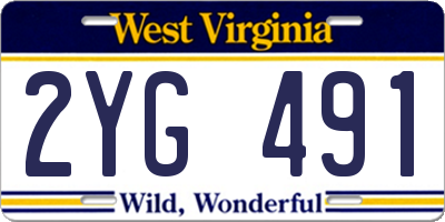 WV license plate 2YG491