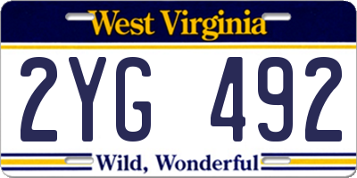 WV license plate 2YG492