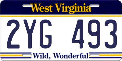 WV license plate 2YG493
