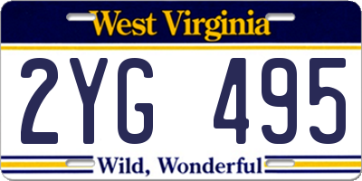 WV license plate 2YG495