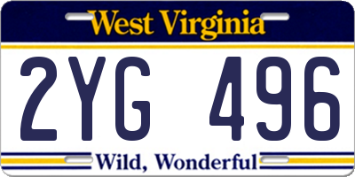WV license plate 2YG496