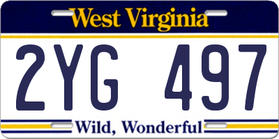 WV license plate 2YG497