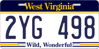 WV license plate 2YG498