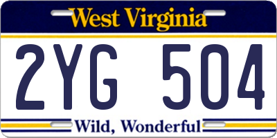 WV license plate 2YG504