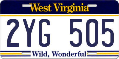 WV license plate 2YG505