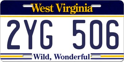 WV license plate 2YG506