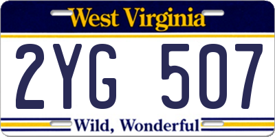 WV license plate 2YG507