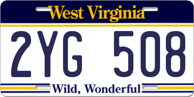 WV license plate 2YG508