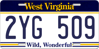 WV license plate 2YG509