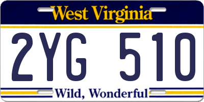WV license plate 2YG510