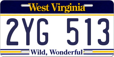WV license plate 2YG513