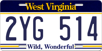 WV license plate 2YG514