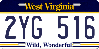 WV license plate 2YG516