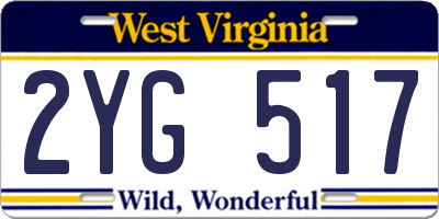 WV license plate 2YG517
