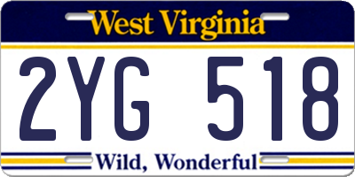 WV license plate 2YG518