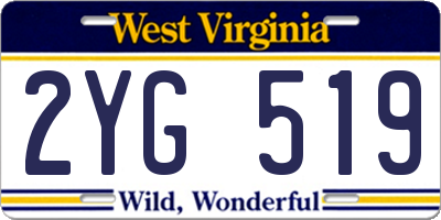 WV license plate 2YG519