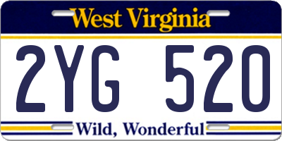WV license plate 2YG520