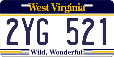 WV license plate 2YG521