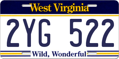 WV license plate 2YG522
