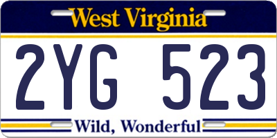 WV license plate 2YG523