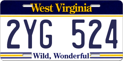 WV license plate 2YG524