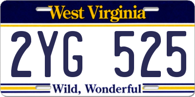WV license plate 2YG525