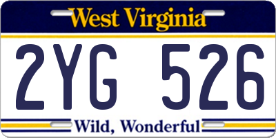 WV license plate 2YG526