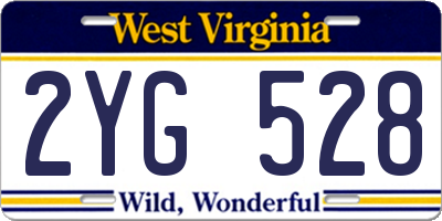 WV license plate 2YG528