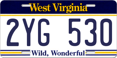 WV license plate 2YG530
