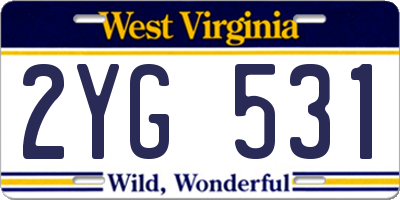 WV license plate 2YG531