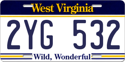 WV license plate 2YG532