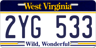 WV license plate 2YG533