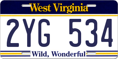 WV license plate 2YG534