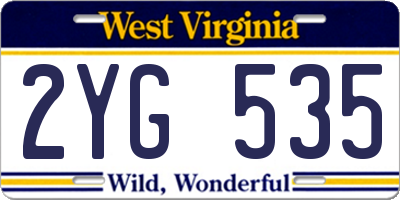 WV license plate 2YG535