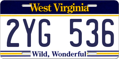 WV license plate 2YG536