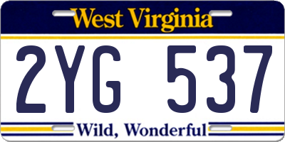 WV license plate 2YG537
