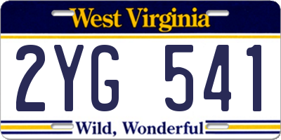WV license plate 2YG541