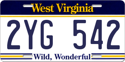 WV license plate 2YG542
