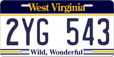 WV license plate 2YG543