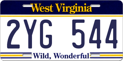 WV license plate 2YG544