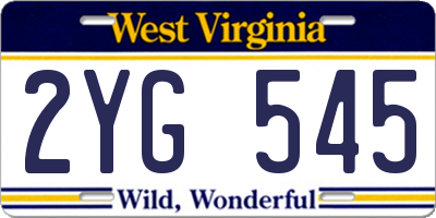 WV license plate 2YG545