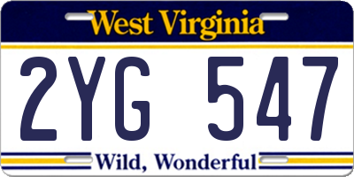 WV license plate 2YG547