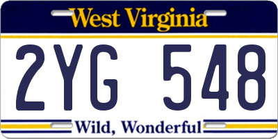 WV license plate 2YG548