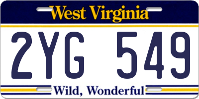 WV license plate 2YG549