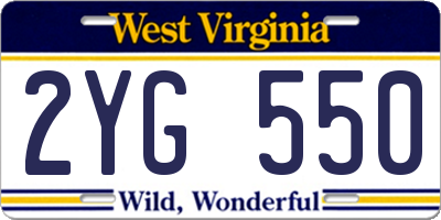 WV license plate 2YG550