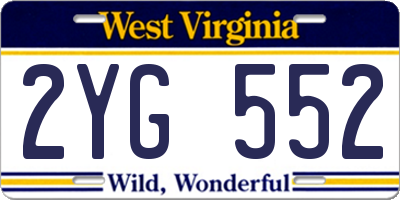 WV license plate 2YG552