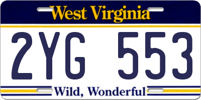 WV license plate 2YG553
