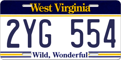 WV license plate 2YG554