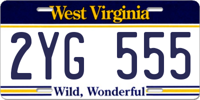 WV license plate 2YG555