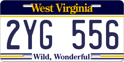 WV license plate 2YG556